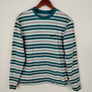 Vintage Guess Striped Crew Neck Top Size XS White Green